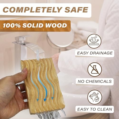 ENKEZI 2-Pack Wooden Soap Dish for Shower and Bath