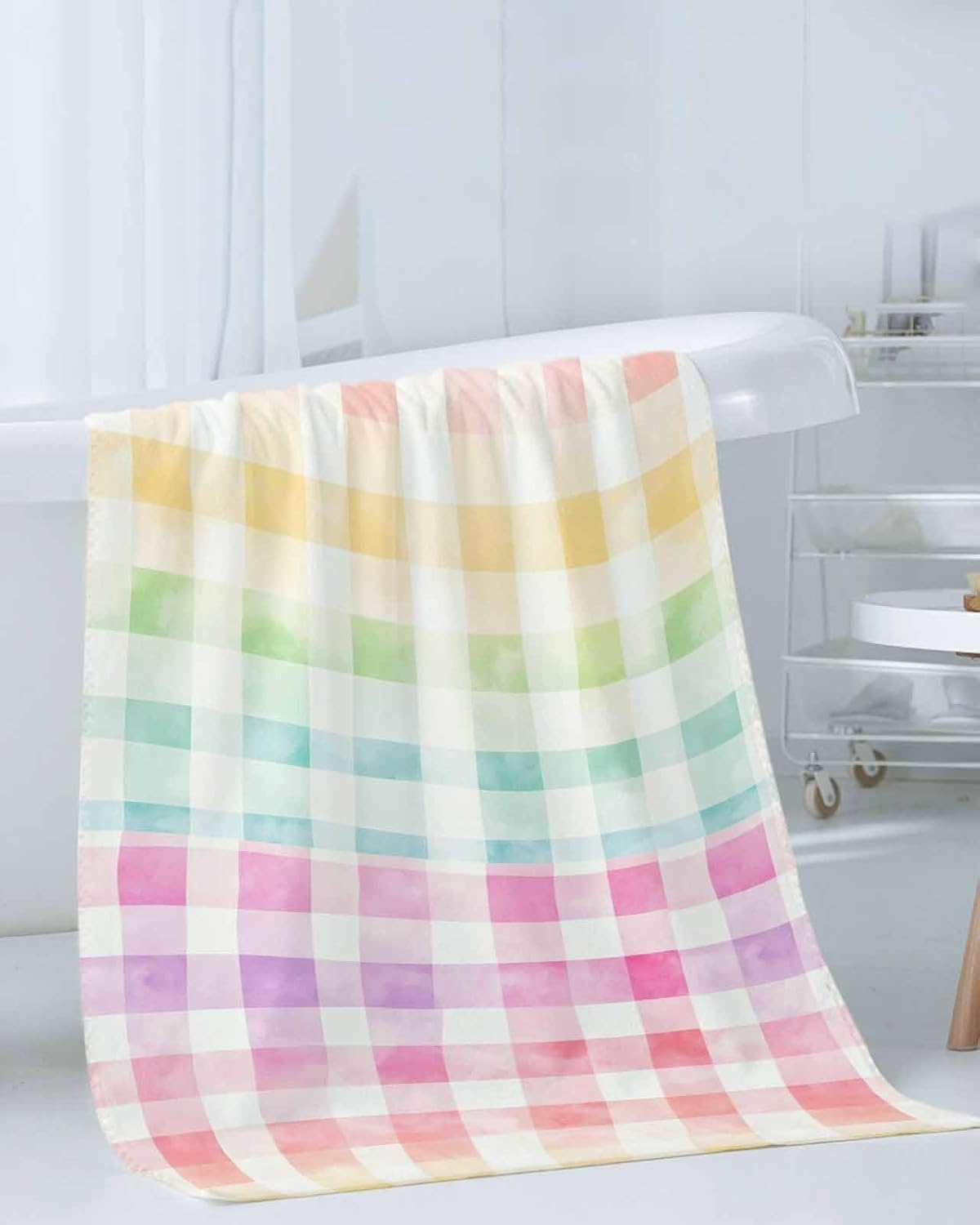 Shine-Home Check Watercolor Towel Set 3pcs Microfiber
