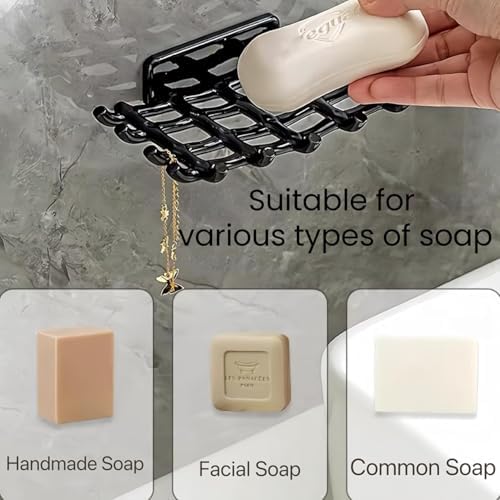 Wall-Mounted Soap Holder with Rattan Design 2 Pack No Drilling Needed