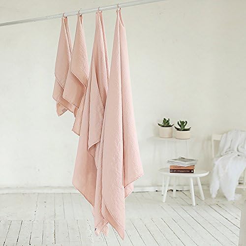 LinenMe 05512 Waffle Washed Linen Towel Set Rosa