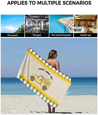 Chees D Zone Yellow Plaid Farm Truck Bath Towel Set