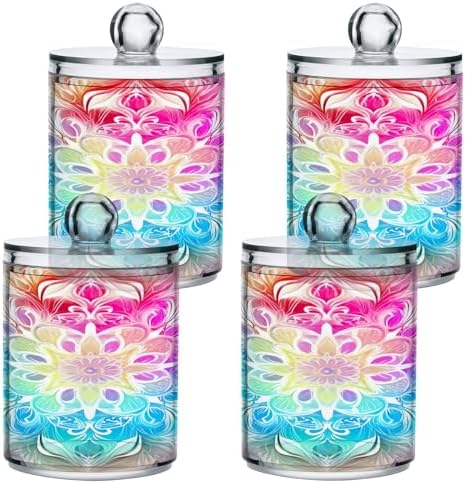 YETTASBIN Mandala Clear Storage Jars 2 Pack
