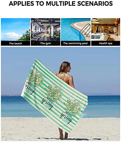 Chees D Zone Bath Towel Set with Green Succulent Design
