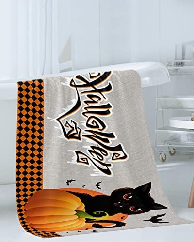 Chees D Zone Fall Pumpkin Halloween Orange Plaid Bath Towel Set