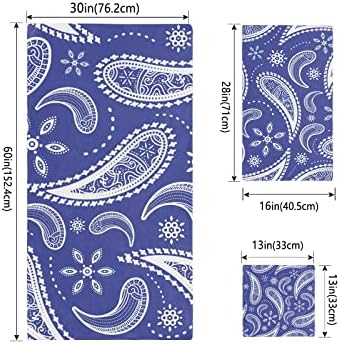 Shine-Home Blue Microfiber Towel Set with Paisley Design