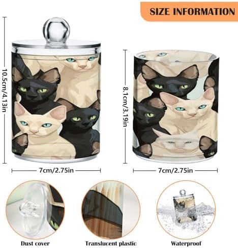 YETTASBIN Cat Clear Storage Jars 2 Pack for Bathroom Vanity Organization