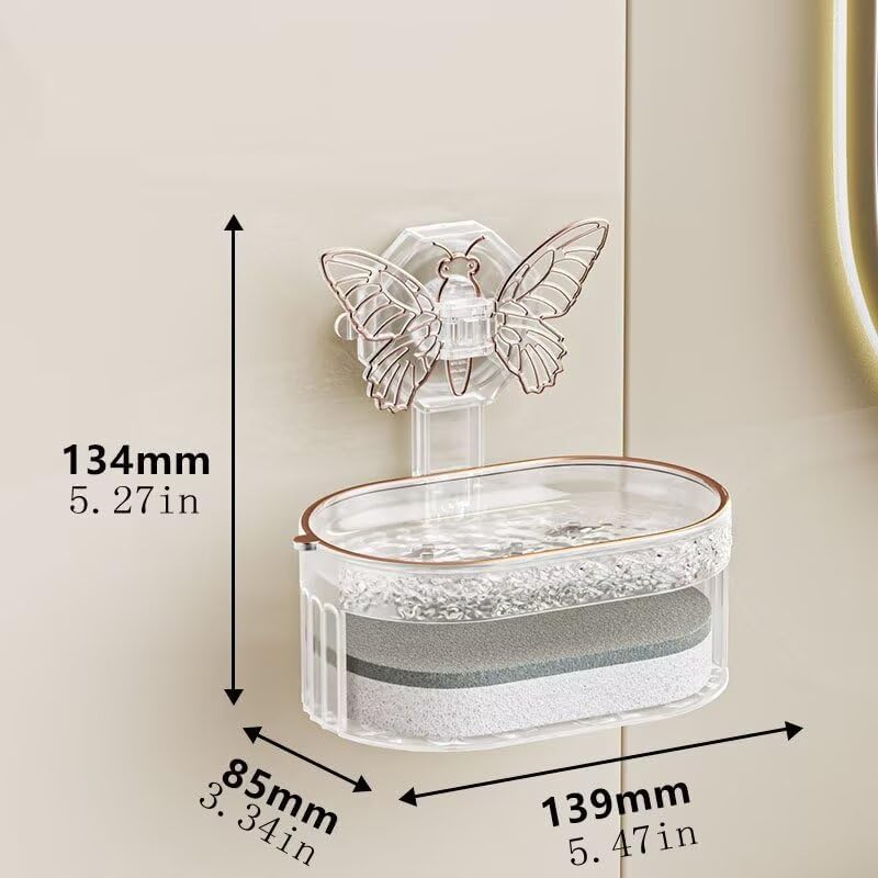 Butterfly Suction Cup Soap Dish - Double Layer Non-Drilling White
