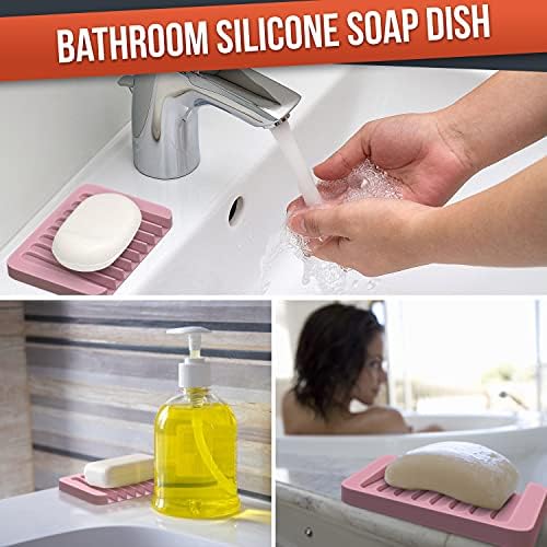 Z ZAPPOWARE 2-Pack Silicone Soap Dish with Drain - Pink 1
