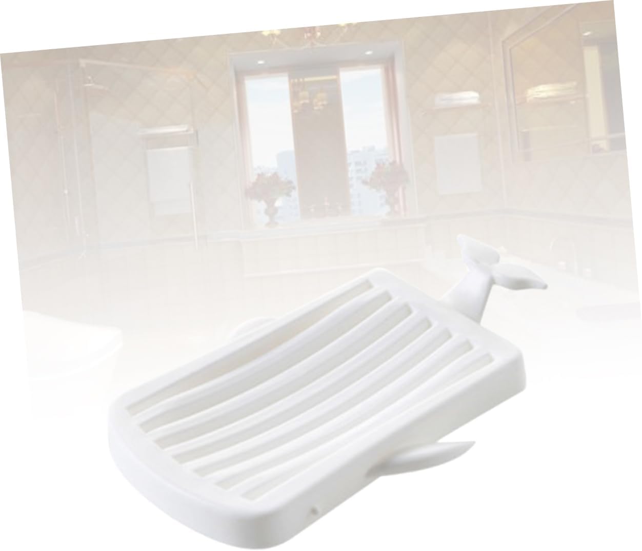 Amosfun Whale Shape Soap Dish with Drain Dual Tray