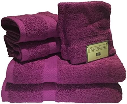 843488 Deluxe 6-Piece Cotton Terry Bath Towel Set in Magenta