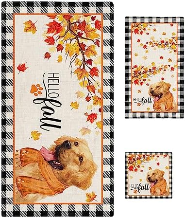 ZOE GARDEN Thanksgiving Fall Buffalo Plaid Towel Set 3-Piece