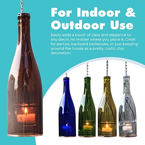 Hanging Wine Bottle Lantern - Green 1pc