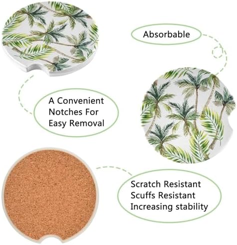 Takiito Palm Tree Car Cup Holder Coasters 2 Pack