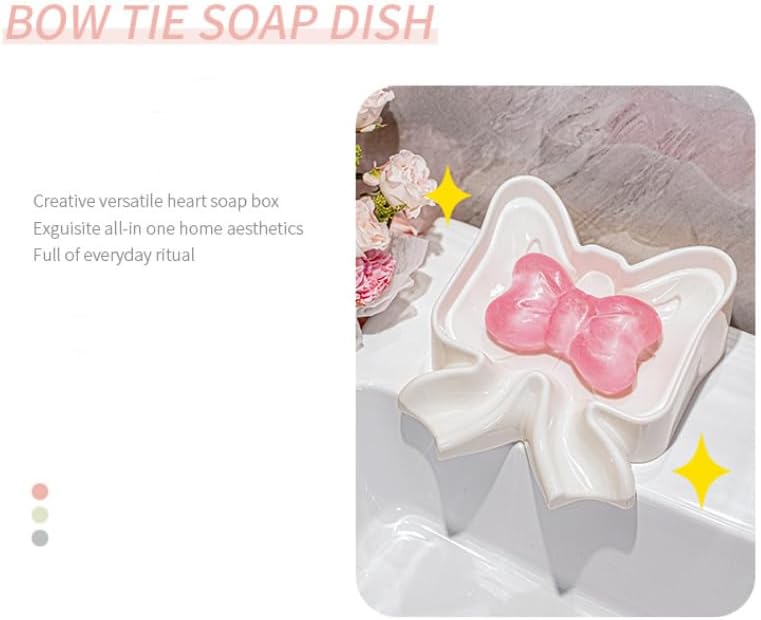 Menivi Soap Dish Bowknot Holder White