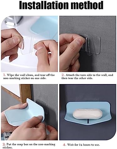 Self-Draining Shower Soap Holder No Drilling Strong Viscosity V-Shaped Design