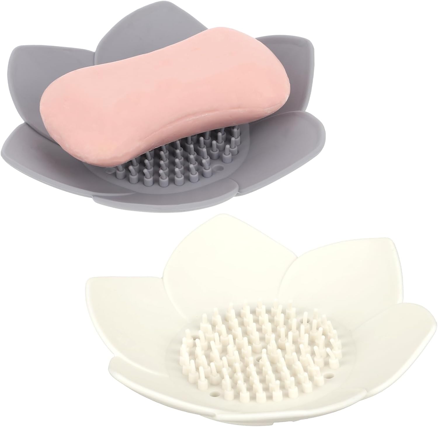 COMNICO 2Pc Silicone Lotus Soap Holder with Drain