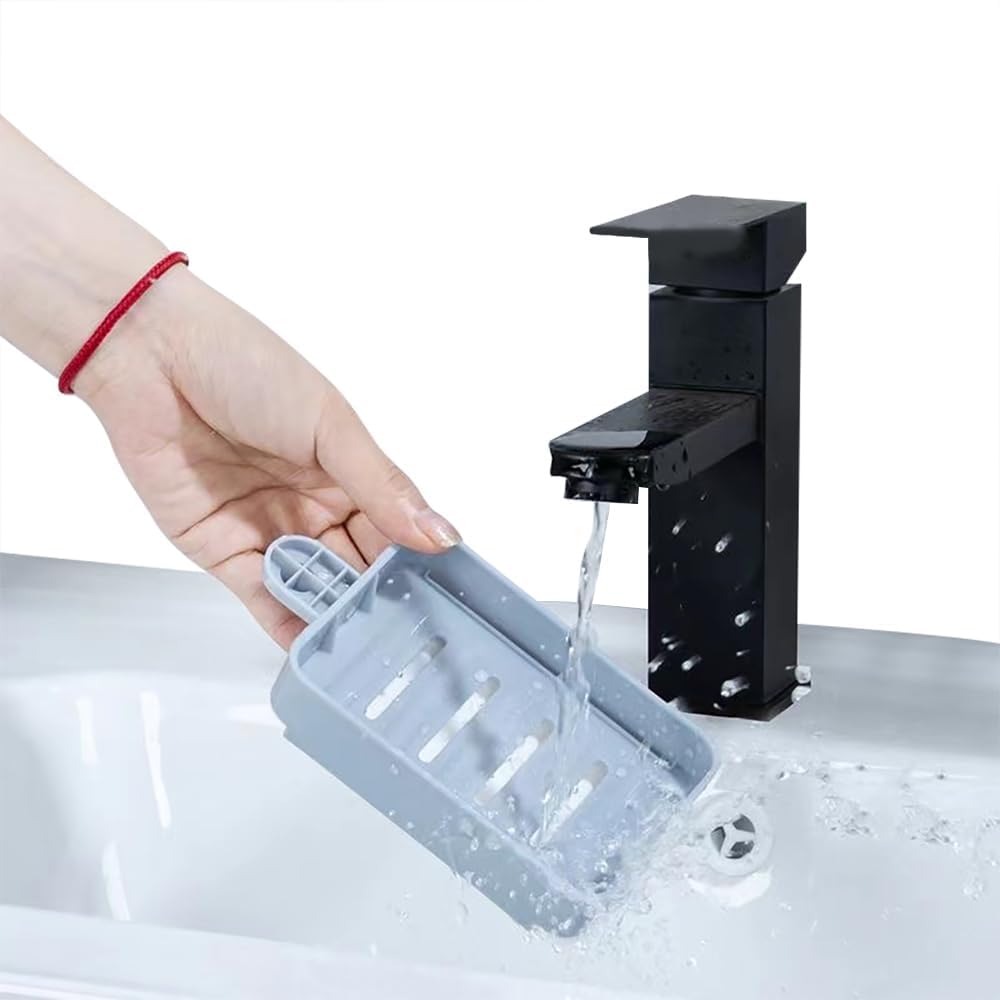Wall Mount Soap Dish with Drainer Tray Grey