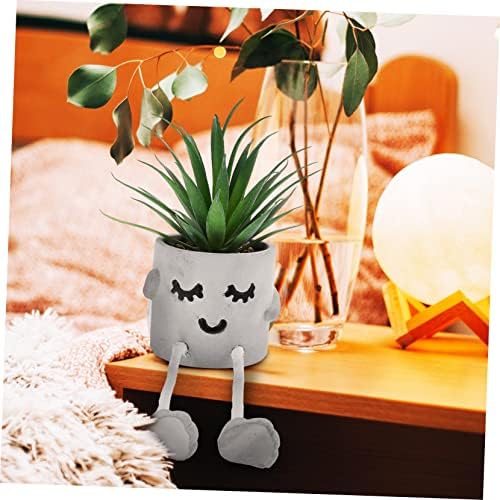 Cute Expression Artificial Succulent Decor Potted Plant