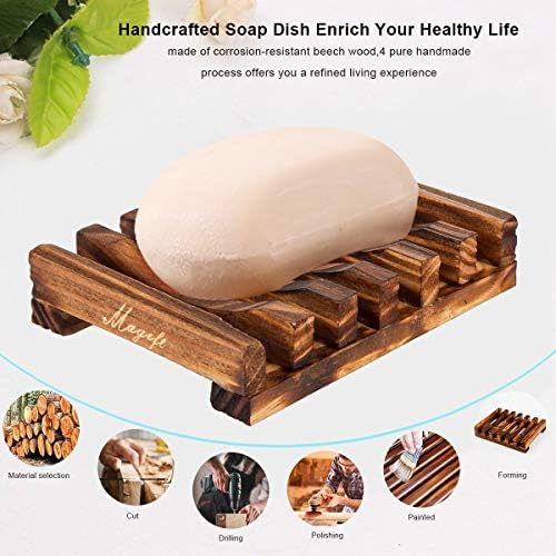 Magift Wooden Soap Dish with Slanted Drainage Design