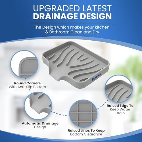 Rymss Silicone Soap Dish with Drain Spout - 47x35 Small