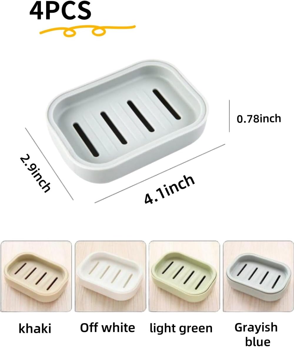 4PCS Plastic Soap Dish with Leak Proof Design