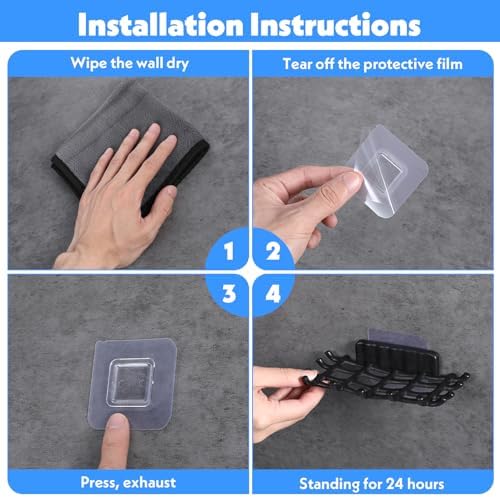 2 Pcs Black Soap Bar Holder with Hooks No Drilling