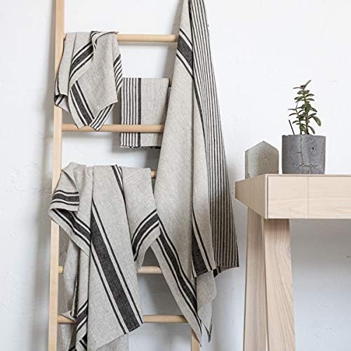 LinenMe Bath and Hand Towel Set Black Striped