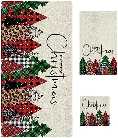 Chees D Zone Christmas Red Green Buffalo Plaid Bath Towel Set