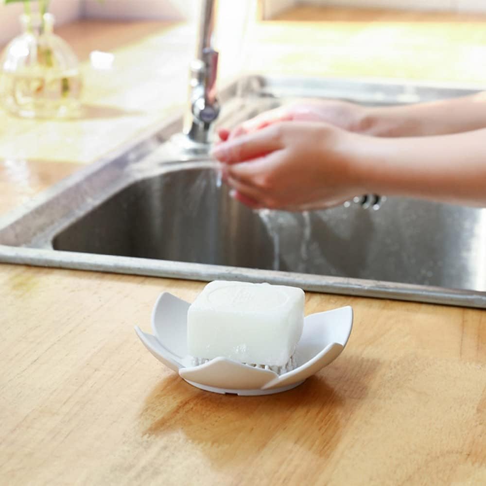 GXMRHWY Silicone Soap Dish Flower Shape White