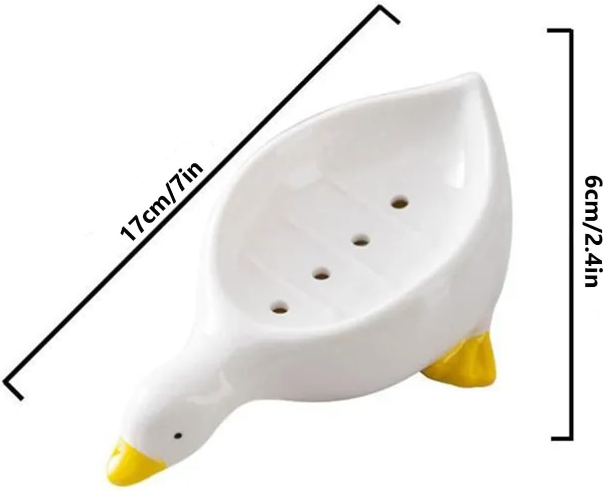 Adorable Duck Soap Dish with Drain for Bathroom and Kitchen
