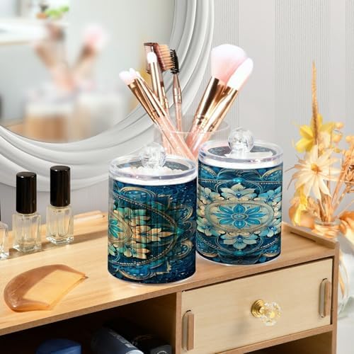 YETTASBIN Mandala Clear Plastic Storage Jars 2 Pack