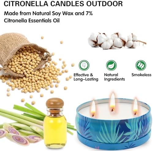 Collabell Citronella Candles Outdoor 3 Wick Large