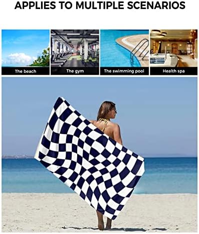 ZOE GARDEN Modern Black Towel Set with Geometric Checkered Design