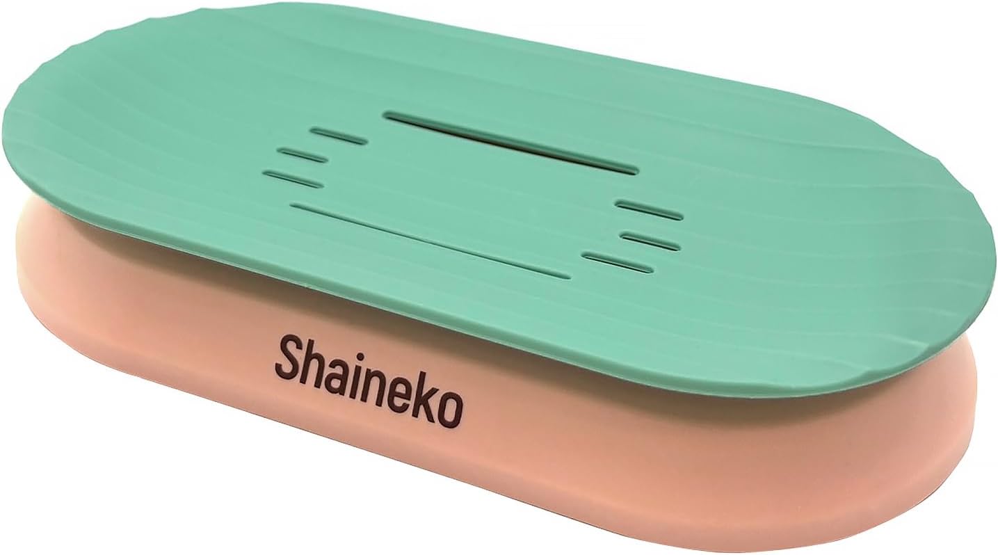 Shaineko Floating Soap Holder - Green Pink Double Layer Drainage