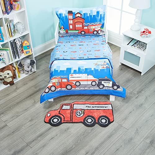 Hand Tufted Firetruck Kids Rug - 15x30 in