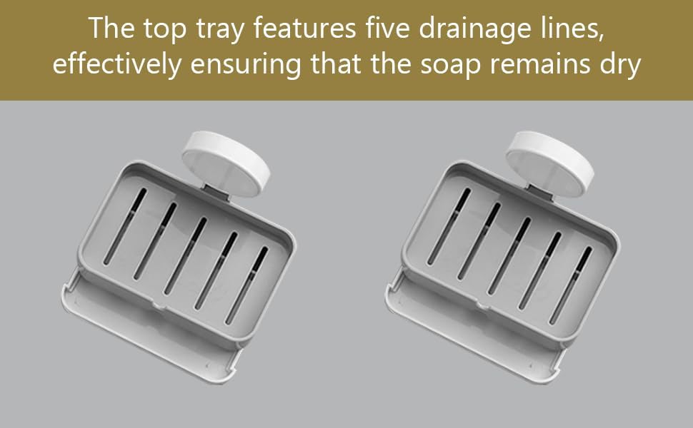 POTENTIA Instant Mount Soap Holder with Dual Drainage