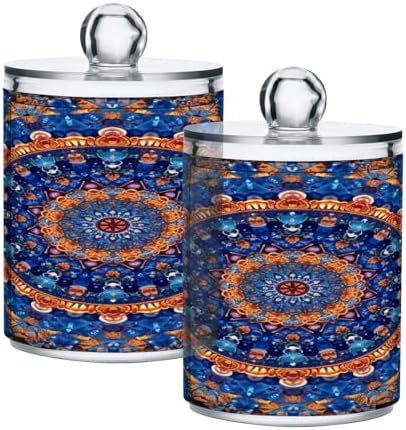 YETTASBIN Mandala Apothecary Jars 2 Pack 14 oz Clear Dispenser with Lid