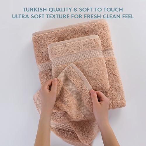 TrendShine Turkish Cotton Towel Set of 6 - Soft Absorbent Bath Towels