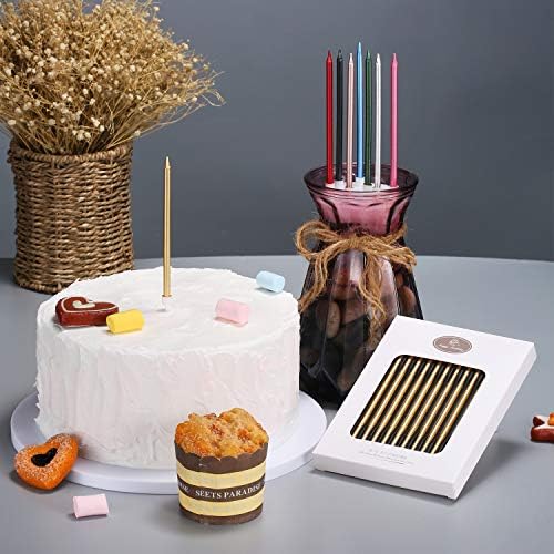 Pfizermay 24 Count Black Birthday Candles with Holders 1