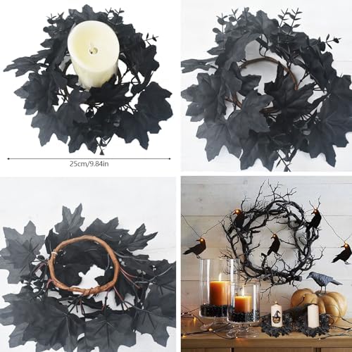 Halloween Black Candle Wreath Decorations 1