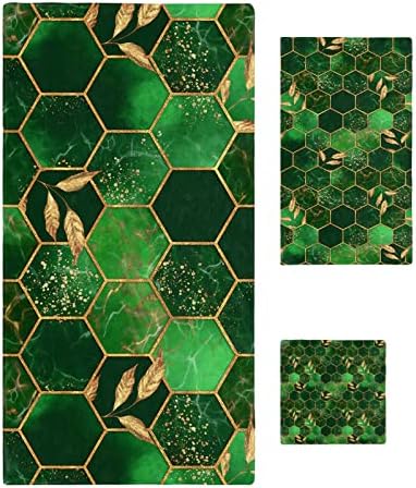 ZOE GARDEN Gradient Emerald Green Marble Towel Set