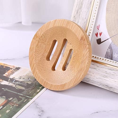 TENYELE Natural Wooden Soap Tray Holder Round Storage