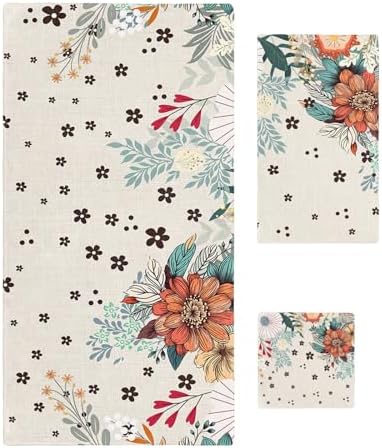 Smile Sunflower 3 Pcs Linen Bath Towels Set