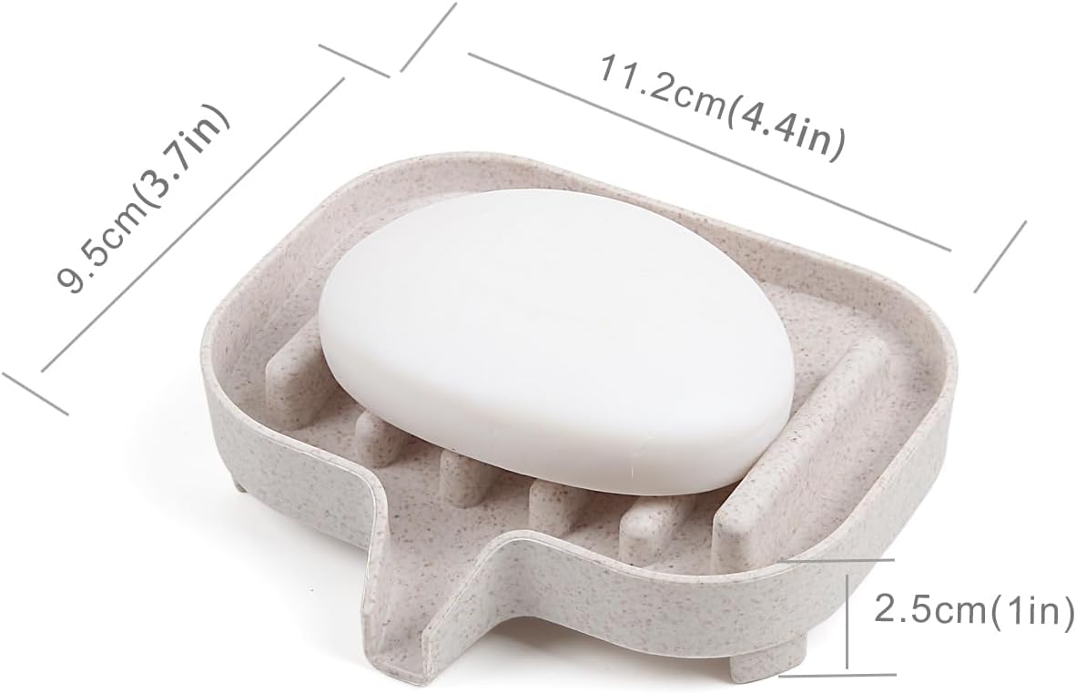 Self Draining Plastic Soap Dish 2-Pack for Bathroom and Shower