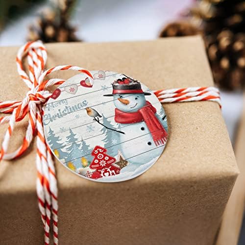 2024 Christmas Ceramic Round Ornaments with Gold Lanyard 1