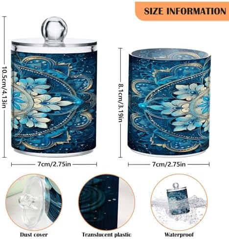YETTASBIN Mandala Clear Plastic Storage Jars 2 Pack