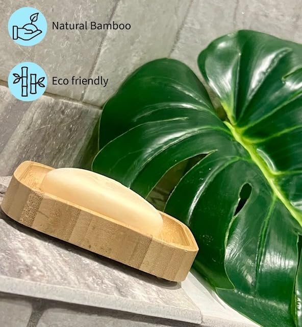 Bamboo Soap Holder with Drainage and Rubber Feet