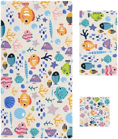 Smile Sunflower 3 Pcs Bath Towel Set - Cute Animal Fish Design