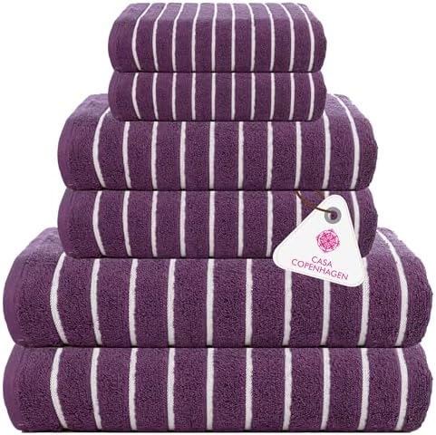 CASA COPENHAGEN 6 Piece Towel Set Dark Purple