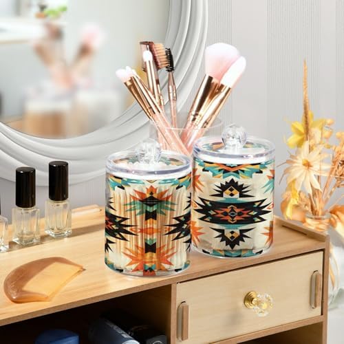 YETTASBIN Clear Apothecary Jars 2 Pack 14 oz Cotton Swab Holder with Lid